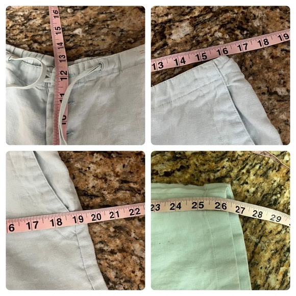 Chadwick's Linen Pants Womens 16 Teal Relaxed Wide Leg High Waist Drawstring 32” - Picture 3 of 9